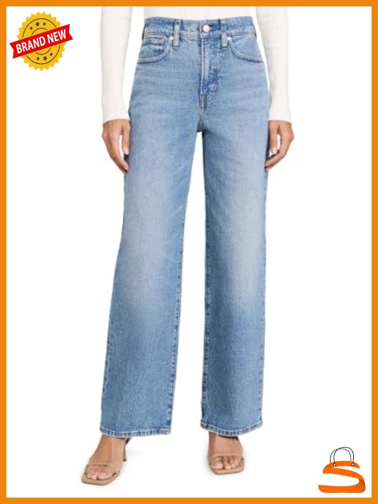 High Rise Wide Leg Jeans 5-Pocket Stretch Denim Heavyweight